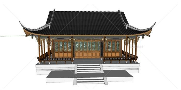 中国古代木制居住建筑设计SU模型