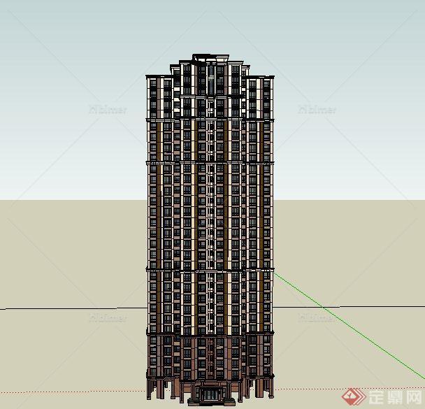 某现代高层住宅建筑电梯房设计SU模型