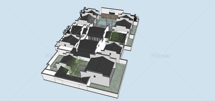 中式合院住宅别墅(70072)su模型下载