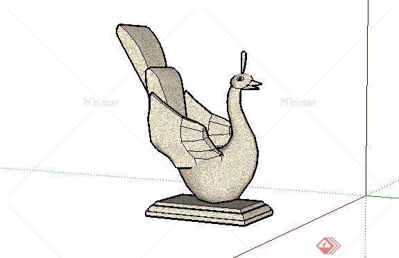 孔雀吐水雕塑SketchUp(SU)3D模型