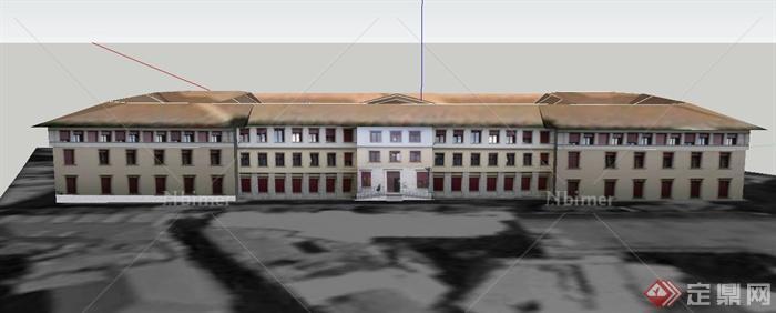 某三层欧式校园教学楼建筑设计SU模型