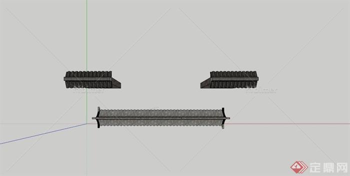 现代中式文化景墙设计SU模型