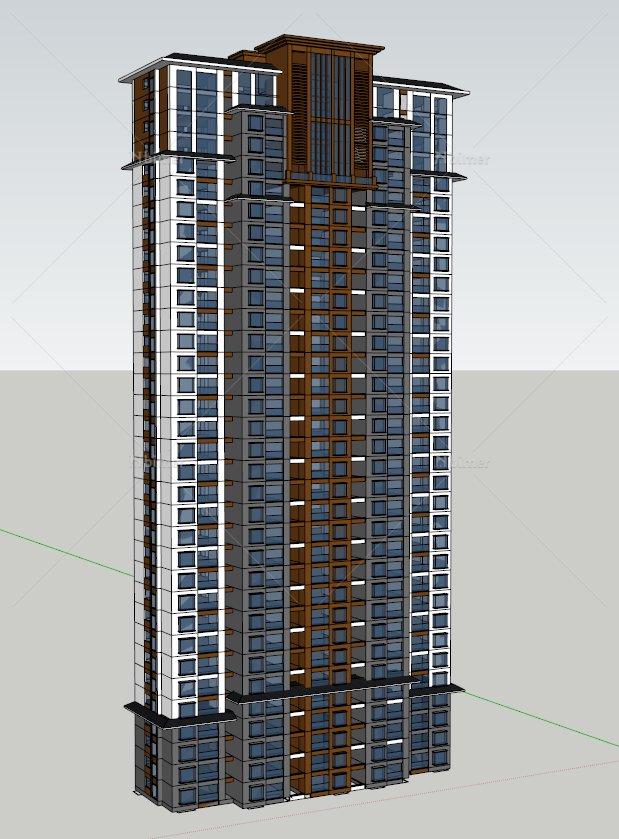 现代风格高层住宅建筑su模型[原创]