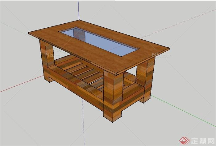 现代风格玻璃咖啡桌SU模型[原创]