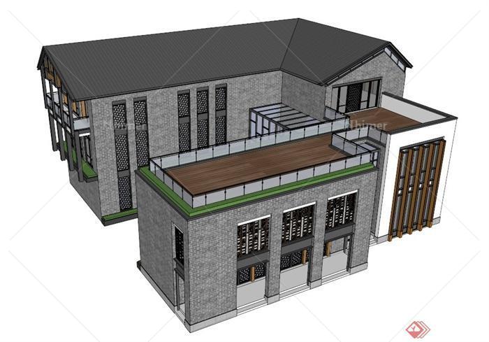 一栋商业楼建筑设计SU模型