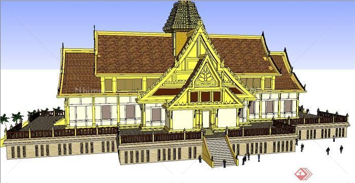 泰式寺庙庙宇建筑设计su模型