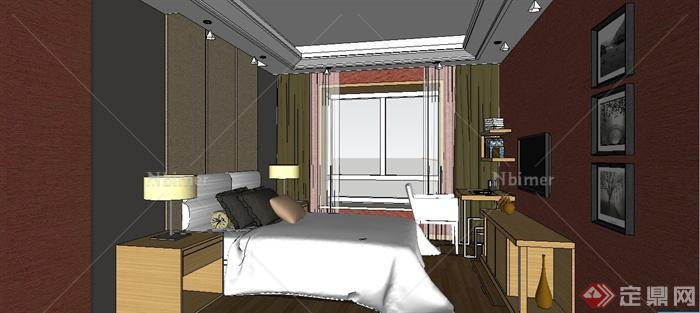 某现代风格两室两厅室内设计SU模型（含效果图）
