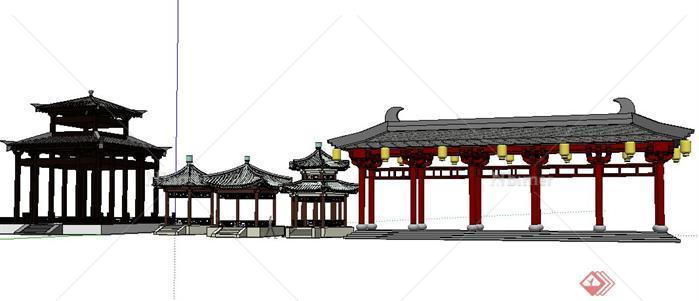 5款中式古典亭子景观设计SketchUp(SU)3D模型