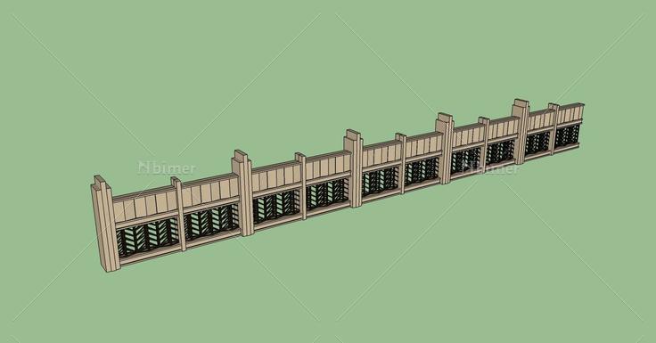 建筑构件-围墙(69527)su模型下载