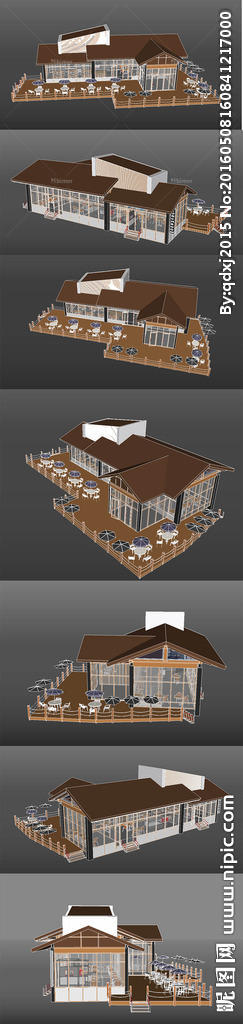 钓鱼建筑小茶馆的SU模型设计图片