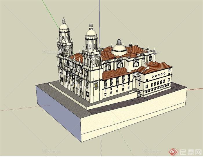 某欧式风格教堂建筑设计su模型素材[原创]