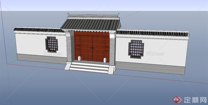 古宅大门设计SU模型