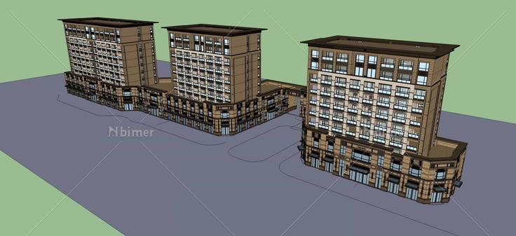 古典风格高层住宅(49571)su模型下载