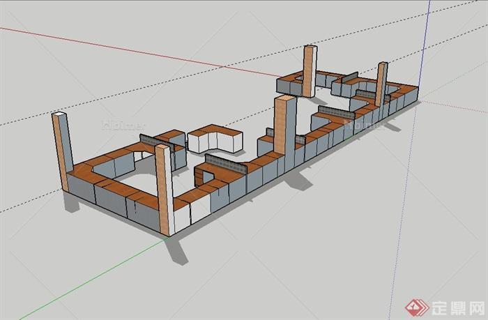 某现代室内办公桌柜设计su模型[原创]