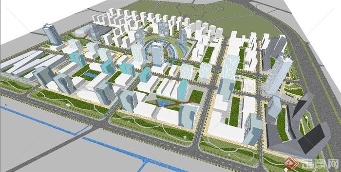 温江农科城城市建筑设计SU模型