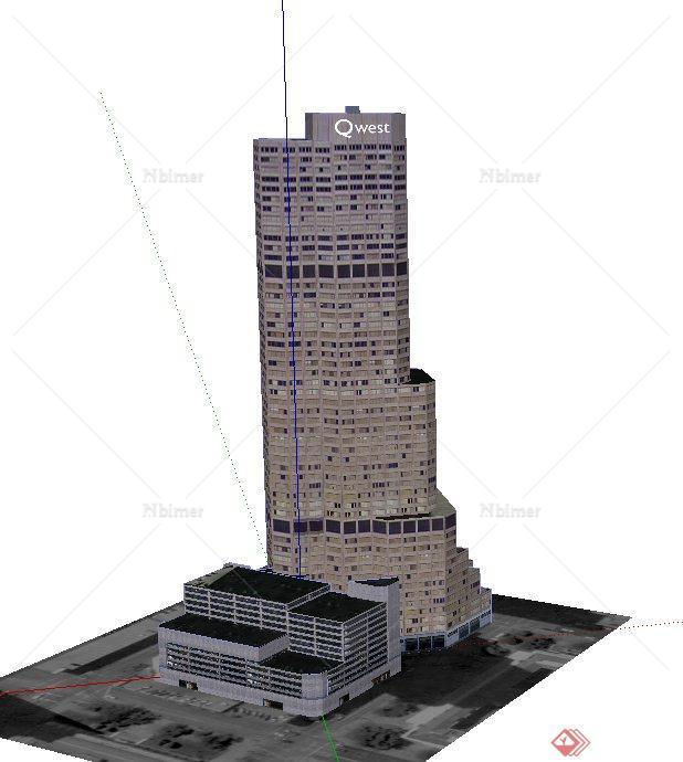 现代某台阶式高层酒店建筑设计SU模型