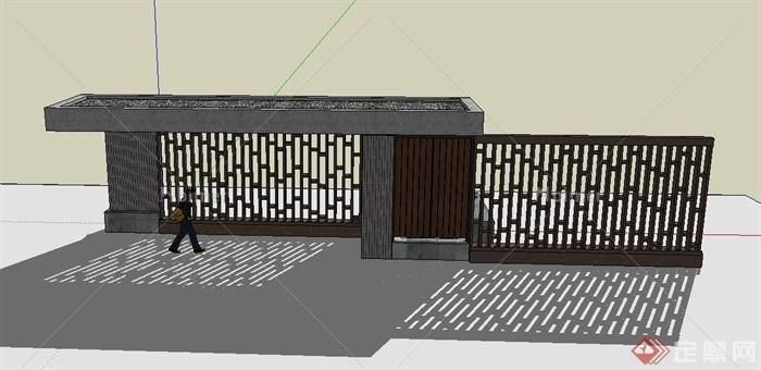 某建筑入口中式大门设计SU模型