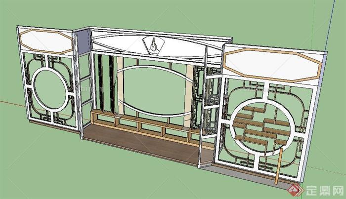 中式风格镂空窗户设计su模型