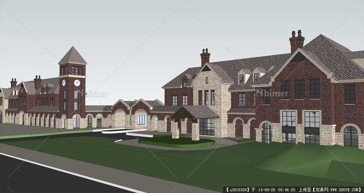 太湖世家住宅+公建欧式英式会所建筑设计su模型