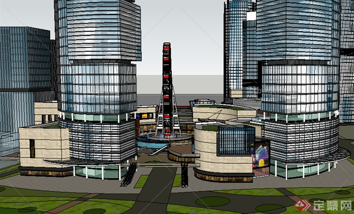 某现代商业环境商业建筑设计SU模型