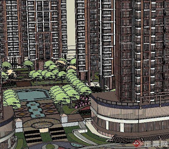 某高层居住小区建筑景观设计SU模型[原创]