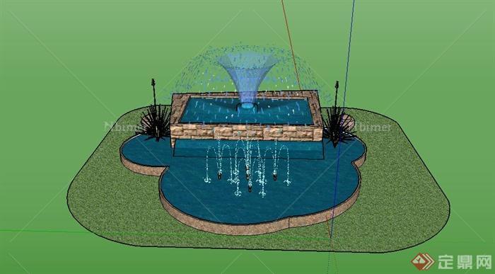 某景观节点喷泉水景设计SU模型