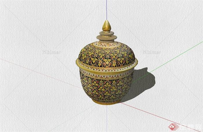 古典中式漂亮陶瓷罐设计su模型