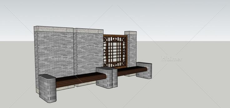 亭和景墙SketchUp模型提供下载带截图预览