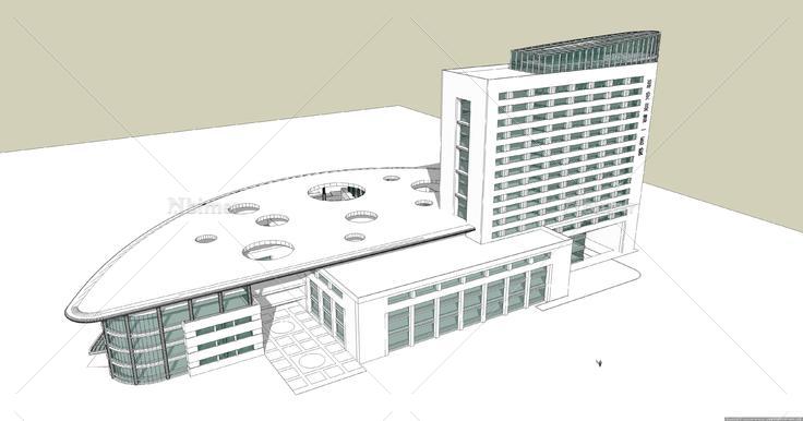 某县第一医院建筑设计su精致模型