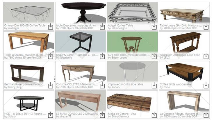 150款SketchUp官方模型库桌子与茶几模型