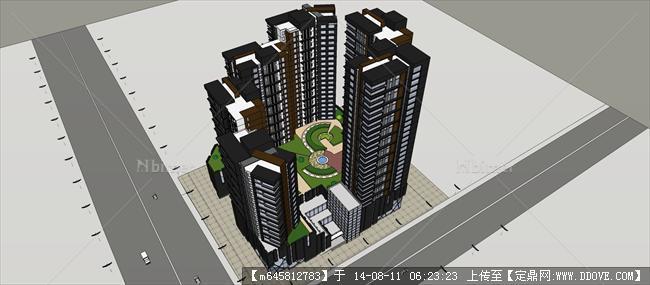 Sketch Up 精品模型---商住楼建筑设计方案模型