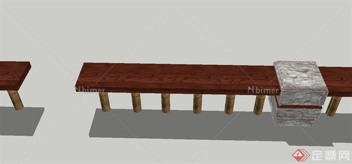 某东南亚风格蘭卡威长条坐凳设计SU模型[原创]