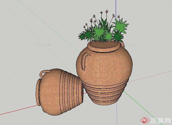 园林景观节点陶瓷花钵设计SU模型