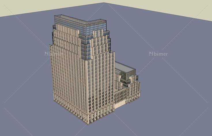 新古典风格高层办公楼(44488)su模型下载