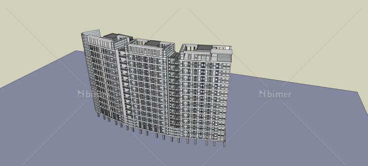 现代高层住宅楼(74352)su模型下载