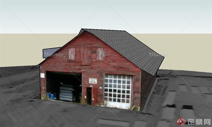 某单层木质仓库建筑设计SU模型
