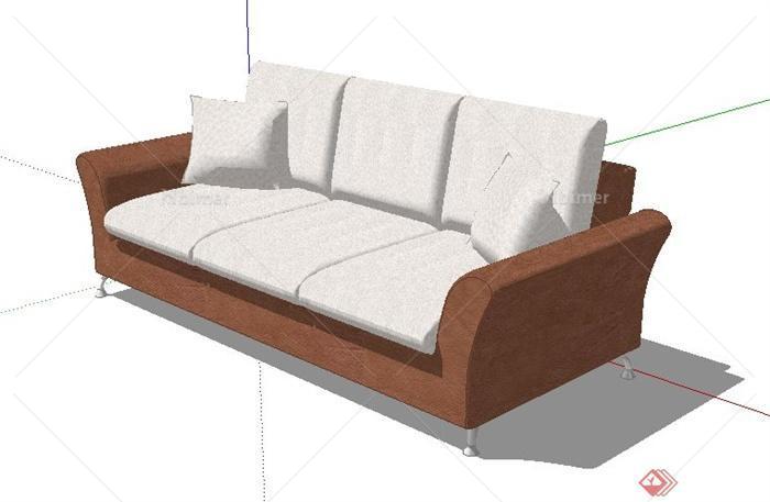 简约现代三人沙发设计su模型[原创]