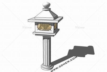 景观古建灯SketchUp模型，中式石质风格