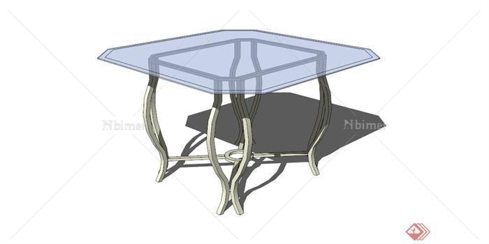 八边形玻璃桌子设计SU模型
