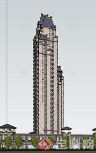 某欧式高层建筑居住楼设计SU模型