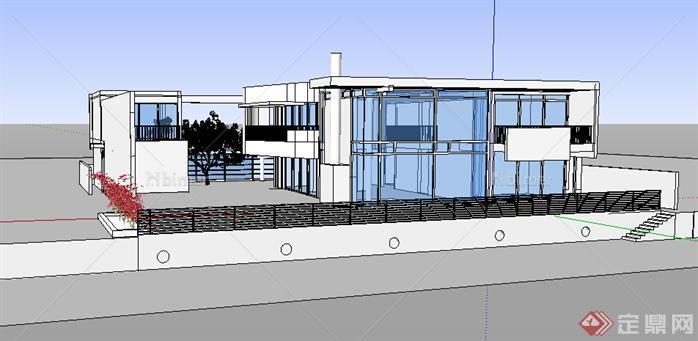 某现代独栋别墅建筑设计方案SU模型8