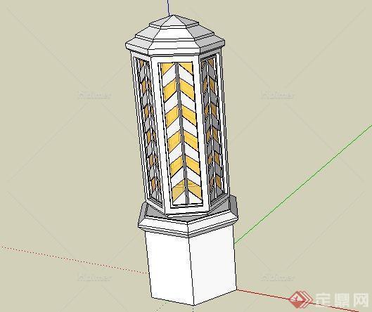 造型独特草地灯设计SketchUp(SU)3D模型