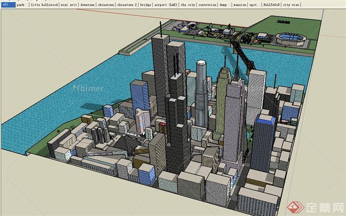 某现代风格城市规划滨水城市设计SU模型