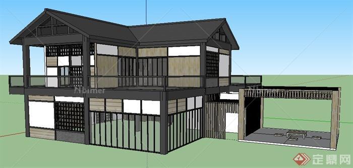 日式风格别墅住宅建筑设计su模型
