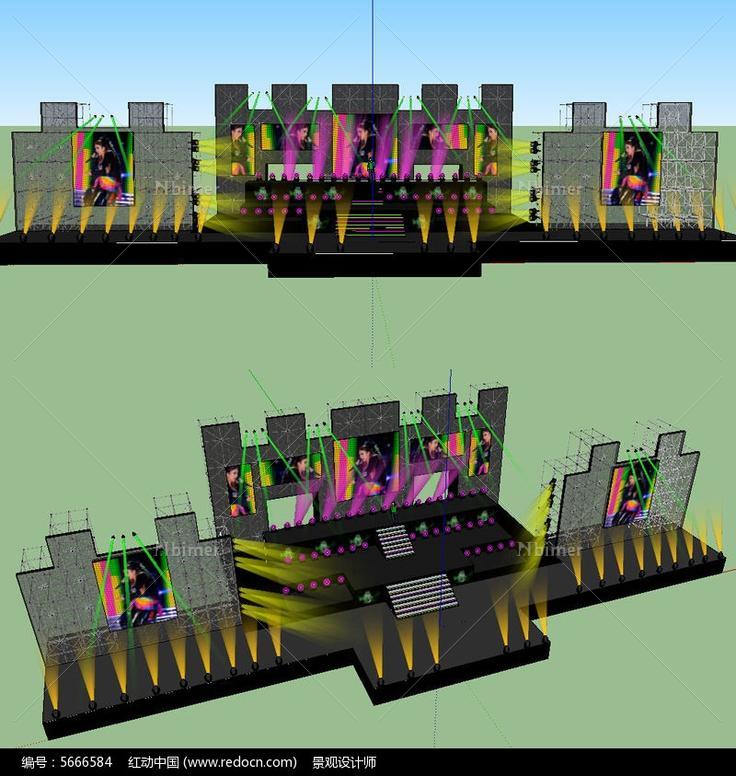 舞台舞美背景设计SU草图大师skp模型