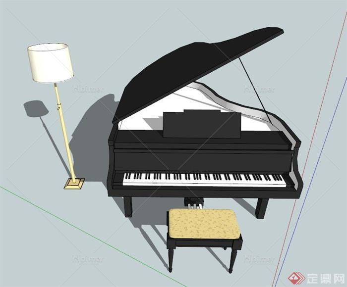 一架钢琴设计SU模型