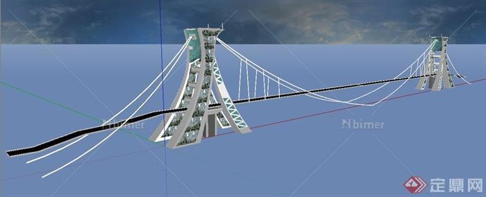 某地现代风格桥梁建筑设计SU模型