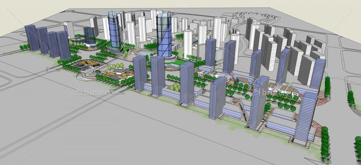 现代城市规划(44463)su模型下载