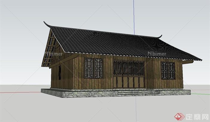 古典中式瓦房住宅建筑设计su模型