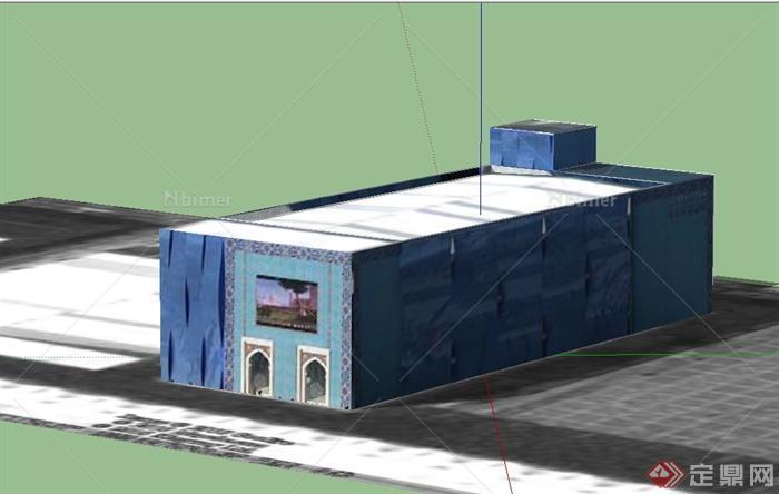 乌兹别克斯坦多层文化馆建筑设计su模型[原创]